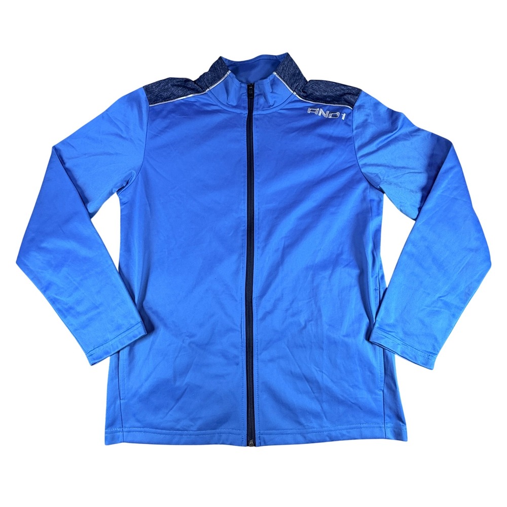 AND1 Mens Jacket Full Zip Mock Neck Athletic Track Small Blue Performance Wear